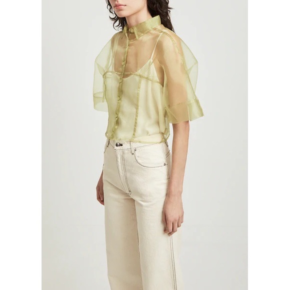 🌈 SOLD 🌈 ECKHAUS LATTA float blouse in liquid blue Japanese organza sheer mesh - Picture 5 of 16